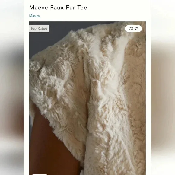 Maeve Faux fur tee from Anthropologie Size M - Picture 3 of 6